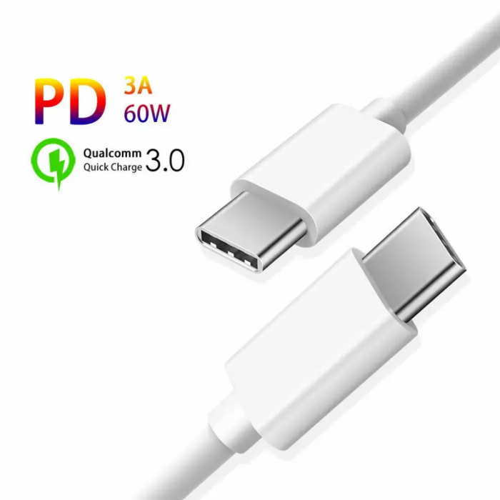 SiGN - SiGN USB-C till USB-C Kablar 60W 0.25m - Vit