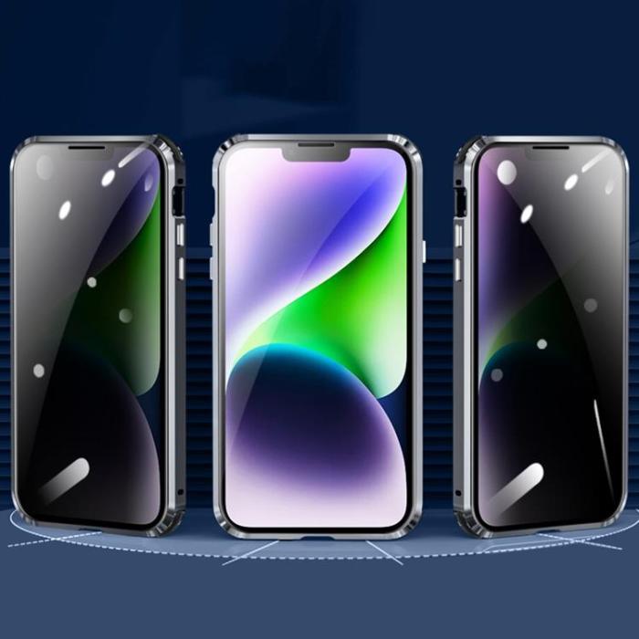 A-One Brand - iPhone 14 Skal Anti-Spy Metall Magnetic - Blå