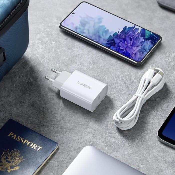 UTGATT5 - Ugreen Väggladdare 30W Typ-C Till USB Typ-C Kabel 2m - Vit