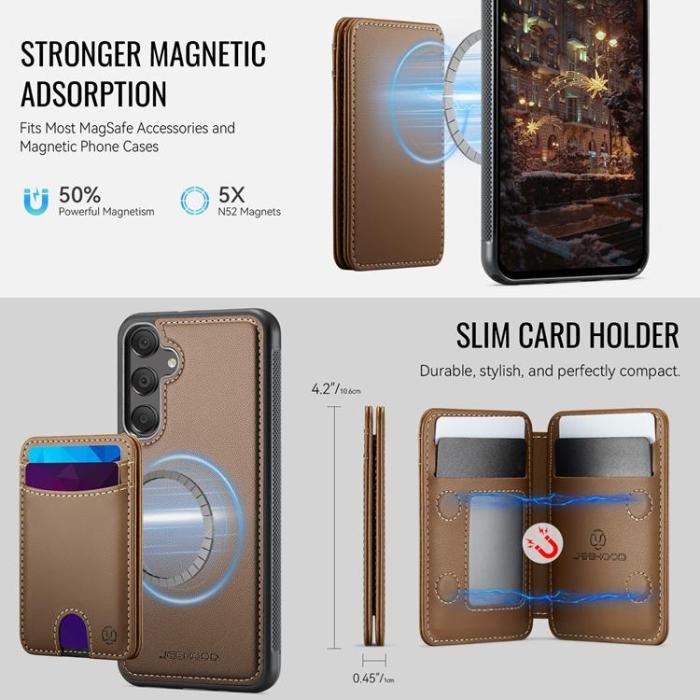 OEM - JEEHOOD Mobilskal till Samsung Galaxy A15 5G Konstläder - Brun