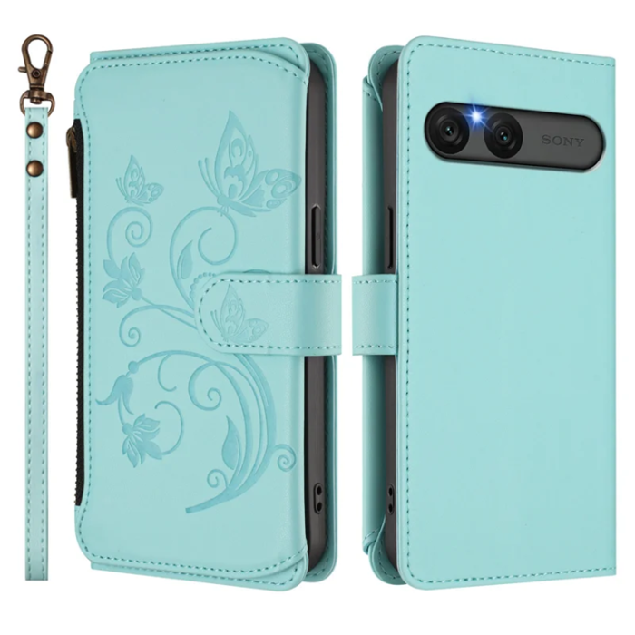 A-One Brand - Sony Xperia 10 VII Plånboksfodral Butterfly Floral - Grön