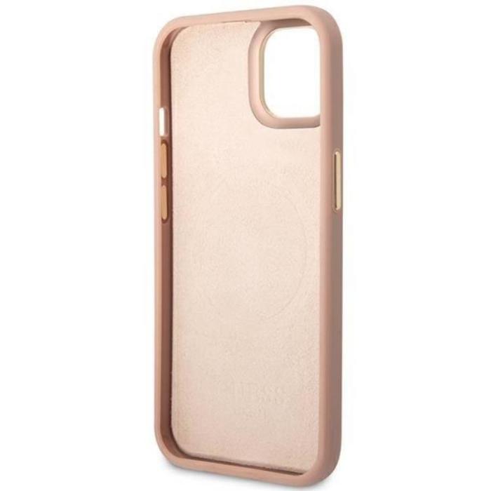 Guess - Guess iPhone 14 Mobilskal Magsafe Peony Logo Plate - Rosa