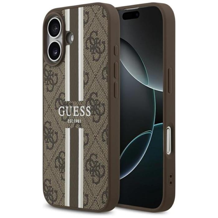 Guess - Guess iPhone 17 Mobilskal MagSafe 4G Printed Stripes - Brun