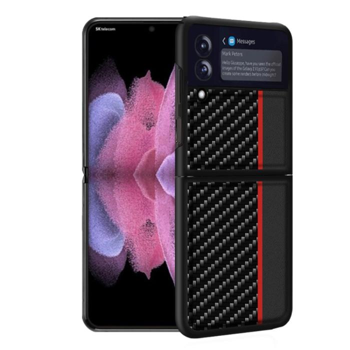 OEM - Carbon Stripe mobilskal till Samsung Galaxy Z Flip 3 - Röd