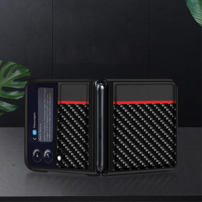 OEM - Carbon Stripe mobilskal till Samsung Galaxy Z Flip 3 - Röd