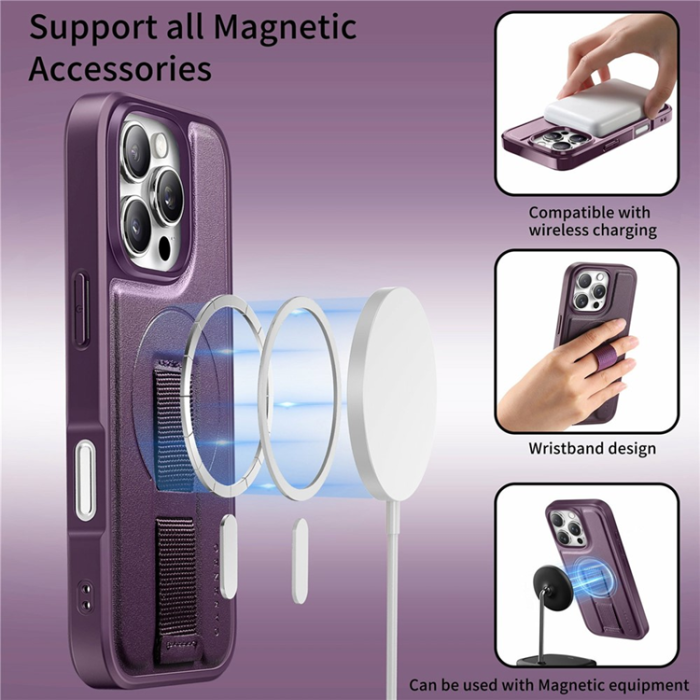 CASENEO - CASENEO iPhone 16 Pro Max Mobilskal MagSafe med Handrem - Lila