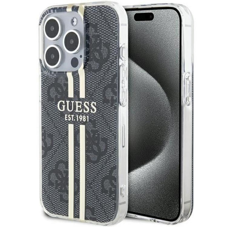 Guess iPhone 15 Pro Mobilskal Gold Stripes - Svart | 2353 | AlltMobil