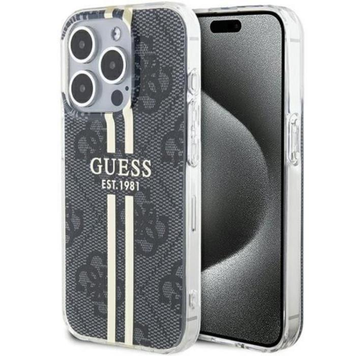 Guess - Guess iPhone 15 Pro Mobilskal Gold Stripes - Svart