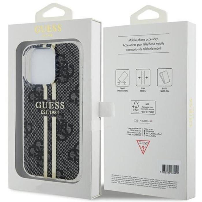 Guess - Guess iPhone 15 Pro Mobilskal Gold Stripes - Svart
