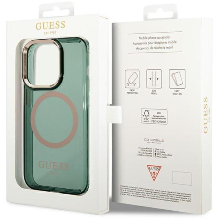 Guess - Guess iPhone 14 Pro Max Mobilskal Magsafe Guld Outline - Khaki