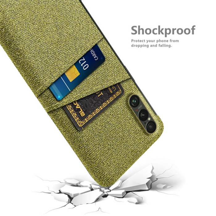A-One Brand - Sony Xperia 1 VII Mobilskal med Dual Kortfack Tyg + PC - Gul