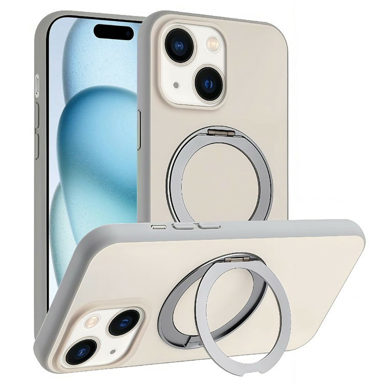 iPhone 15 Mobilskal MagSafe Rotary Kickstand Skin Touch - Grå (Grå) | 2353 | AlltMobil