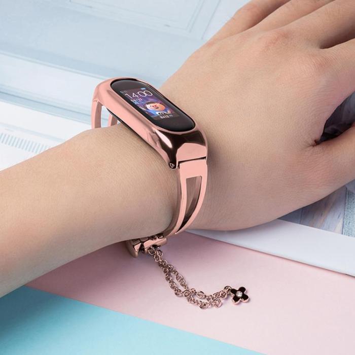 OEM - Metall Ersättningsarmband till Xiaomi Mi Band 6/5/4/3 - Rosa