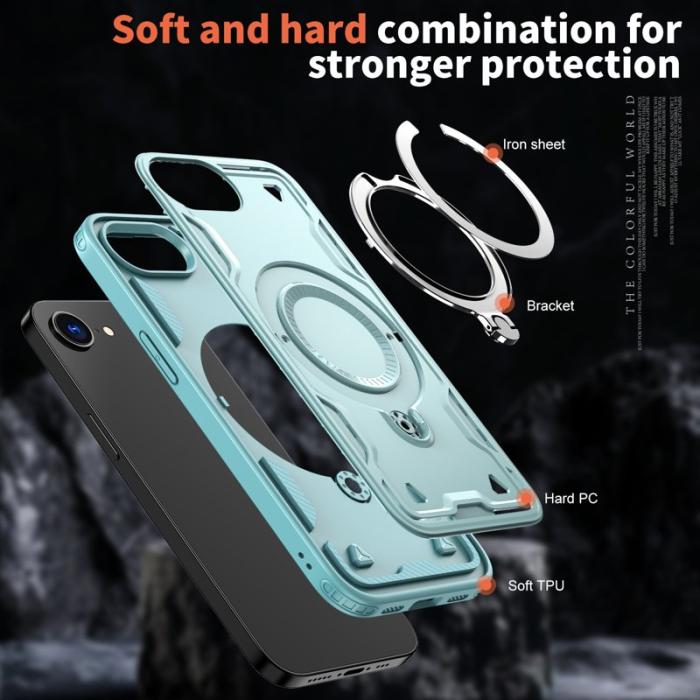 N/A - Mobilskal till iPhone 16e Militärskydd Plast Kickstand - Blå