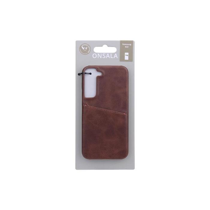 Onsala - Onsala Läder Kortficka Skal Galaxy S22 - Brun