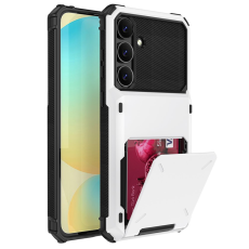 A-One Brand - Galaxy S25 FE Mobilskal Korthållare Dual Layer - Vit
