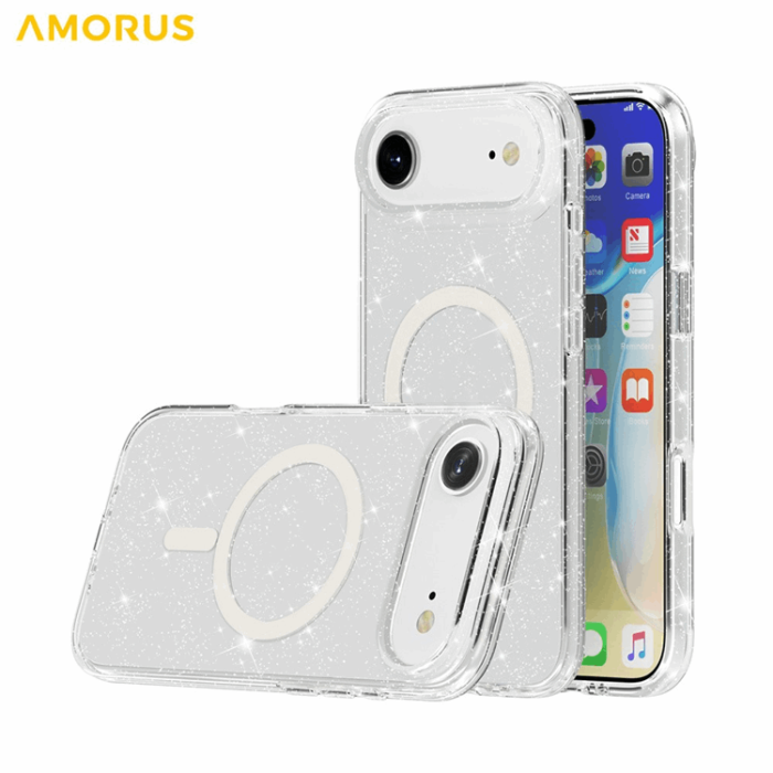 AMORUS - AMORUS Mobilskal till iPhone Air Magsafe Glitter Powder PC + TPU - Vit