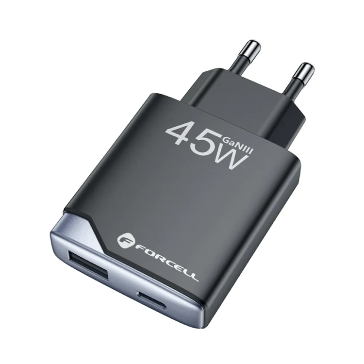 Forcell Snabbladdare USB C till USB A 45W GaN III PD 3A - Svart | 505295 | AlltMobil