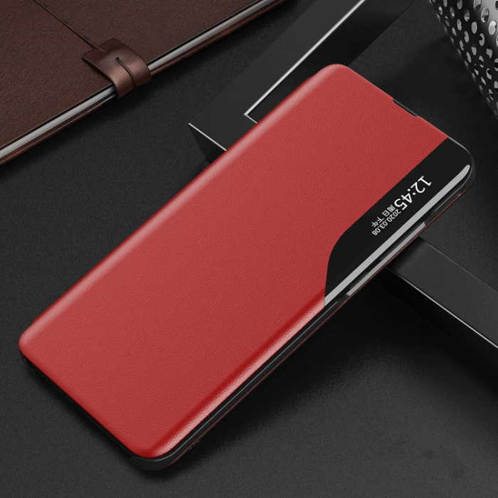 OEM - Galaxy S25 Ultra Fodral Eco Läder View med Flap - Röd