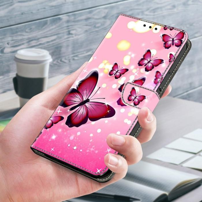 OEM - Samsung Galaxy A57 Plånboksfodral Konstläder Flip Skydd - Rosa Butterfly