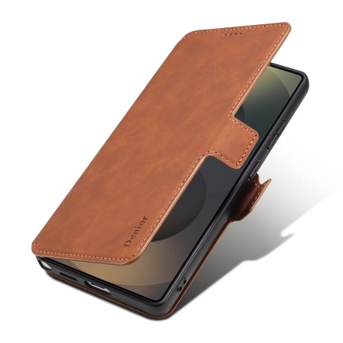 DENIOR - DENIOR B06 Samsung Galaxy S25 Ultra Plånboksfodral Konstläder + TPU Brun