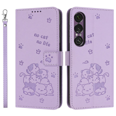 A-One Brand - Sony Xperia 1 VII Plånboksfodral Cats Imprint - Lila