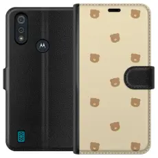 Gustaf - Pl&aring;nboksfodral till Motorola Moto E6i med Bj&ouml;rnm&ouml;nster