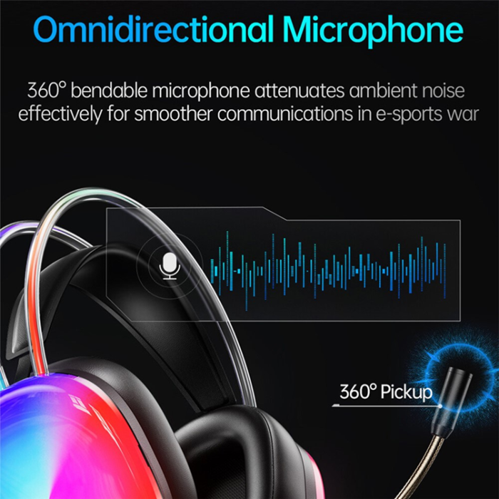 Awei - AWEI Over-Ear Gaming Trådbundna Hörlurar Färgglatt Ljus E-Sports USB GM-11pro