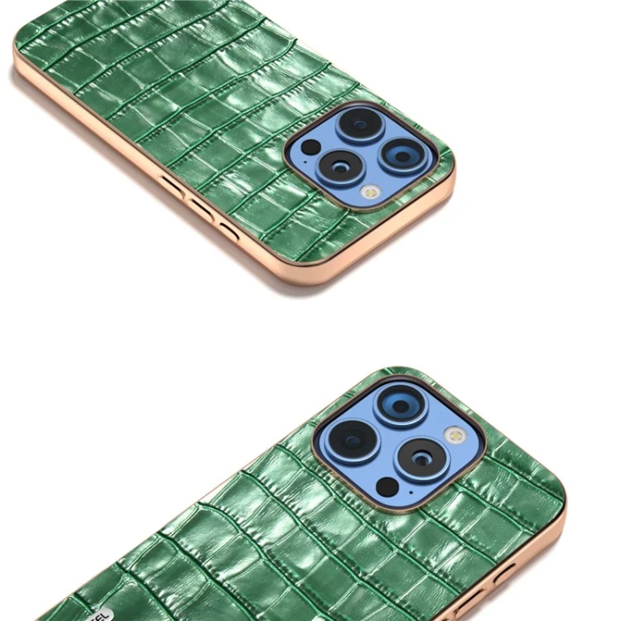 ABEEL - ABEEL iPhone 16 Pro Max Mobilskal Äkta läder Crocodile - Grön