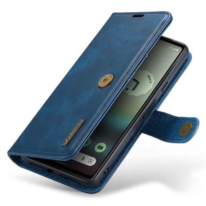 DG.MING - DG.MING Google Pixel 6a Plånboksfodral Detachable 2-in-1 Äkta Läder - Blå