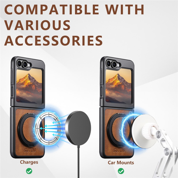 SUTENI - SUTENI Galaxy Z Flip 6 Mobilskal MagSafe G3 Waxy - Brun