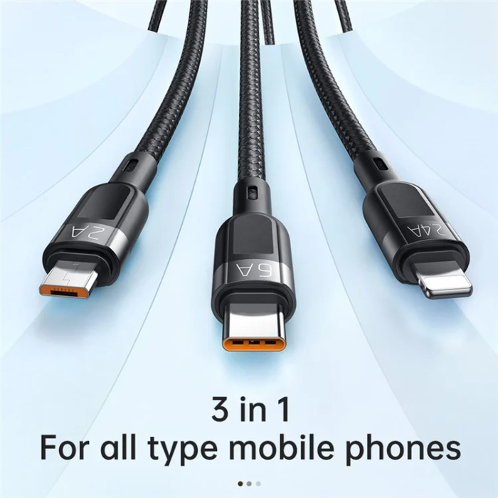 MCDODO - MCDODO 3in1 USB/USB-C/Lightning/microUSB Kabel CA-093 - Svart