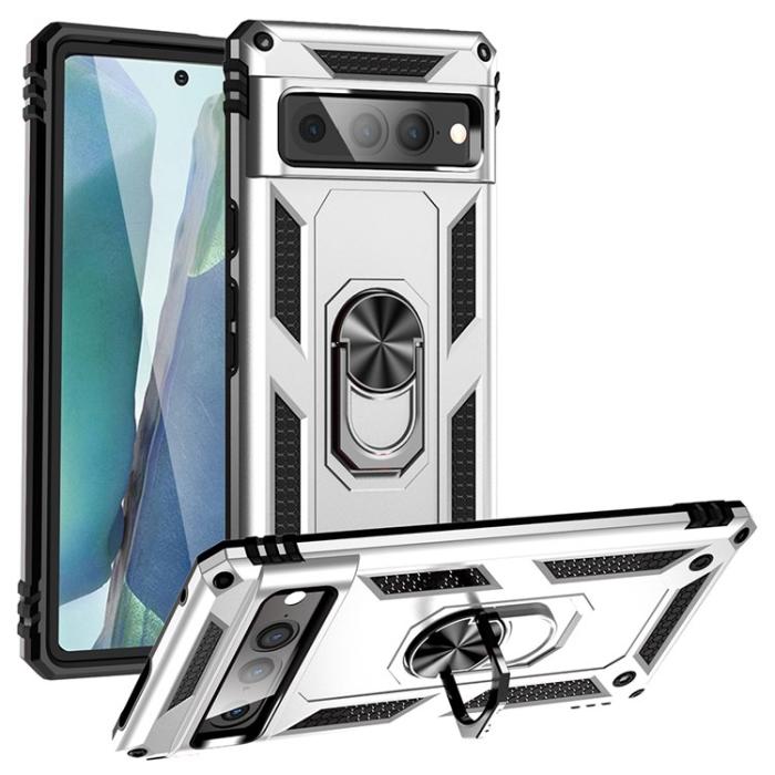 A-One Brand - Google Pixel 7 Pro Skal Ringhållare Rotatable Kickstand - Silver