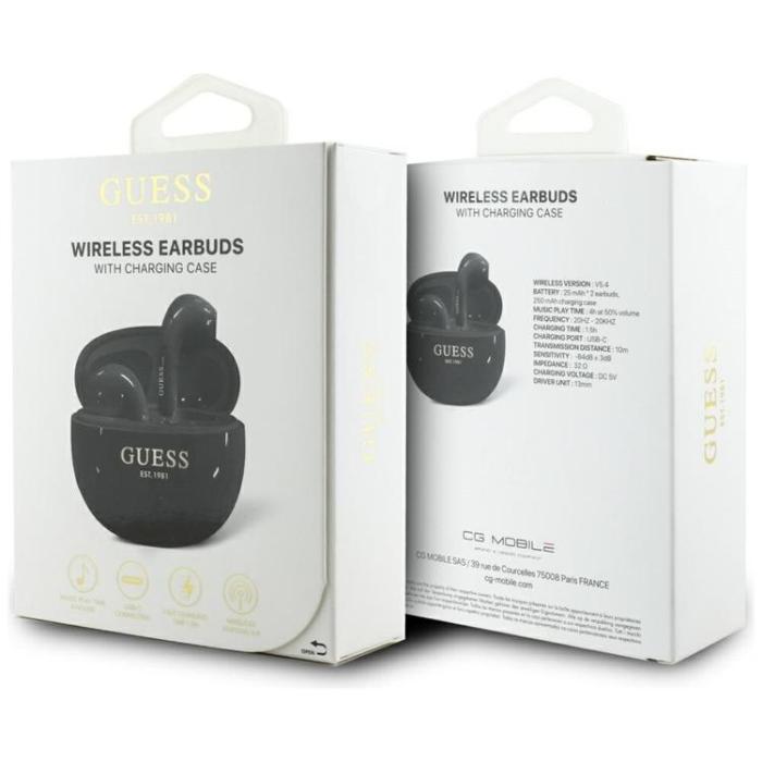 Guess - Guess TWS In-Ear Hörlurar Glossy Effect Egg Shape Printed Logo - Svart
