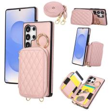OEM - Mobilfodral f&ouml;r Samsung Galaxy S26 Ultra Konstl&auml;der med kortfack - Rosa