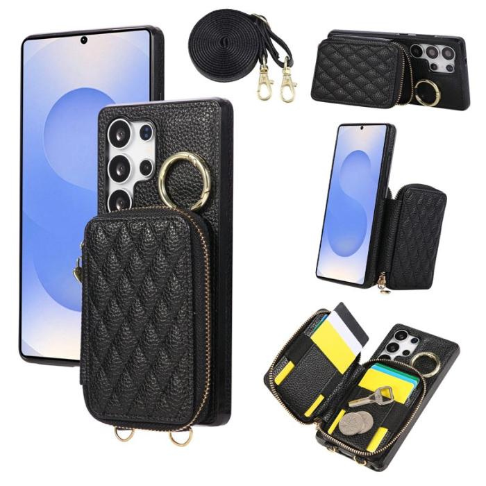 OEM - Mobilfodral för Samsung Galaxy S26 Ultra Konstläder med kortfack - Svart