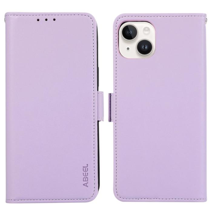 ABEEL - ABEEL iPhone 14 Plus Plånboksfodral Flip Konstläder med RFID-Skydd - Lila