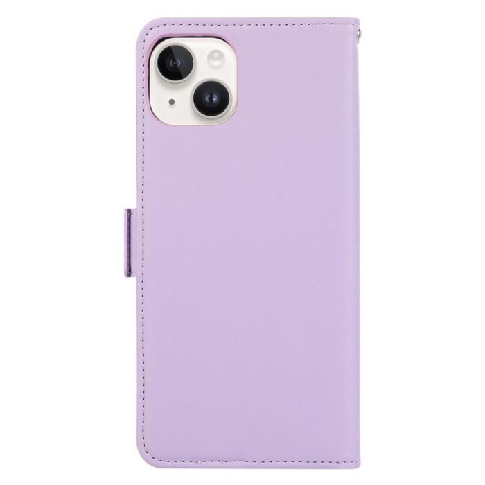 ABEEL - ABEEL iPhone 14 Plus Plånboksfodral Flip Konstläder med RFID-Skydd - Lila