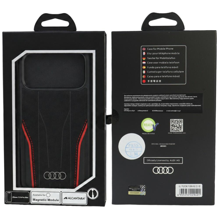 Audi - Audi Mobilskal För iPhone 18 Pro Max/17 Pro Max Magsafe R8 Äkta läder - Röd