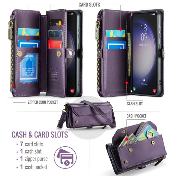 Caseme - CASEME Plånboksfodral Konstläder för Samsung Galaxy S23 - Lila
