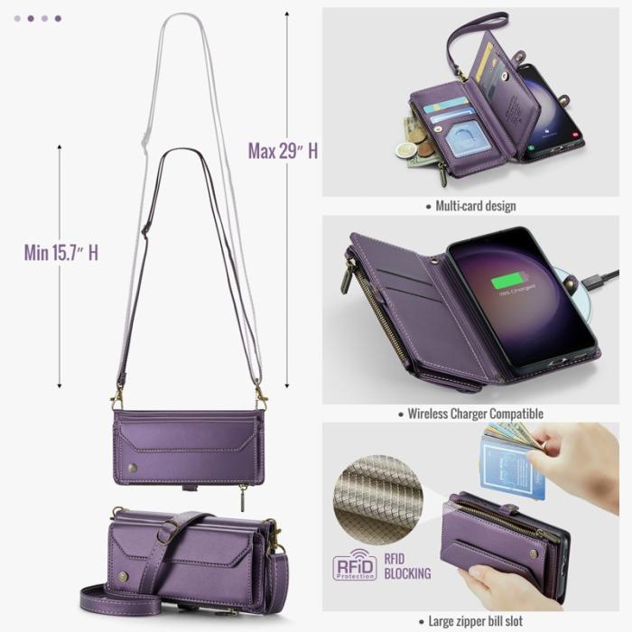 Caseme - CASEME Plånboksfodral Konstläder för Samsung Galaxy S23 - Lila