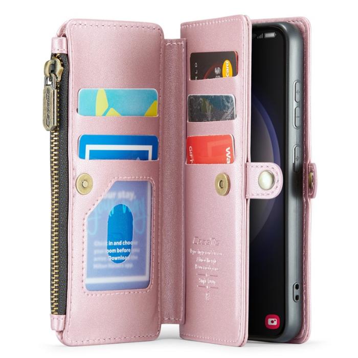 Caseme - CASEME Plånboksfodral Konstläder för Samsung Galaxy S23 - Rosa