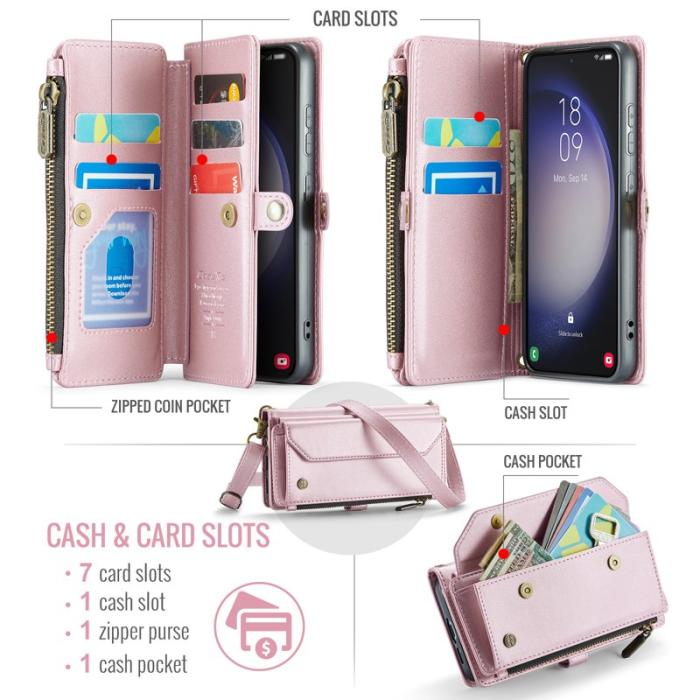 Caseme - CASEME Plånboksfodral Konstläder för Samsung Galaxy S23 - Rosa