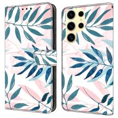 OEM - Samsung Galaxy S26 Ultra Pl&aring;nboksfodral St&auml;llning Konstl&auml;der - Vattenf&auml;rgsblad