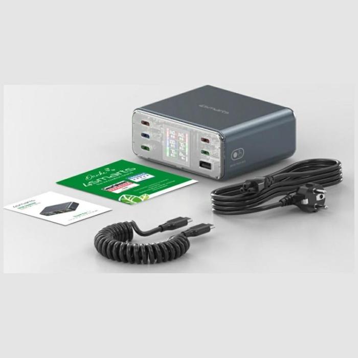 4smarts - 4smarts Laddningsstation 360W 5xUSB-C 1xUSB-A Lucid GaN DIY - Grå
