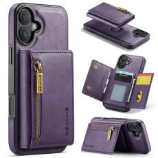 DG.MING - DG.MING M5 Series Mobilskal till iPhone 16 Plus Konstl&auml;der Magnetiskt Lila