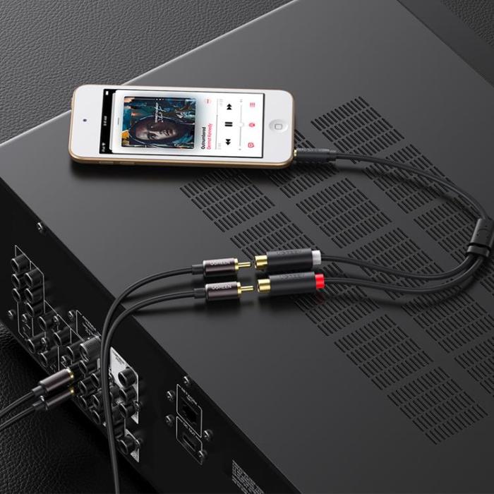 Ugreen - Ugreen Audio Adapter Jack 3.5mm Till 2xRCA Kabel 0.25m - Grå