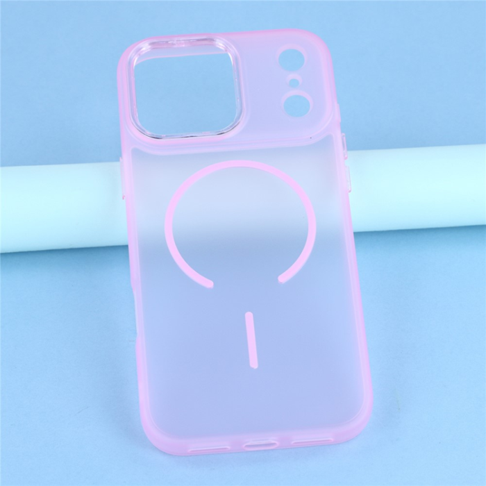 A-One Brand - iPhone 17 Pro Mobilskal MagSafe med Glitter Lins Frame - Rosa