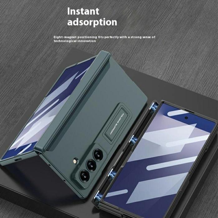 GKK - GKK Samsung Galaxy Z Fold7 Fodral Äkta läder - Silver
