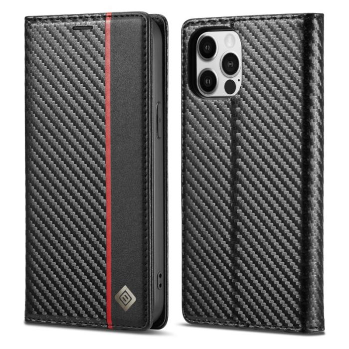 LC.imeeke - LC.IMEEKE iPhone 13 Pro Plånboksfodral Konstläder - Röd rand